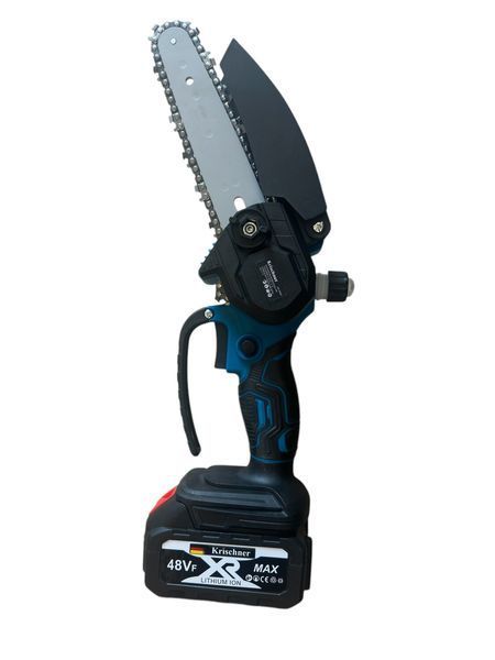 Акумуляторна міні-пила Krischner 6" 48V (2 акумулятори, 2 шини, 3 ланцюги) 1018 фото