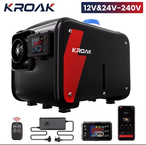 Автономний дизельний обігрівач KROAK 12/24V 8KW Bluetooth APP 1202 фото