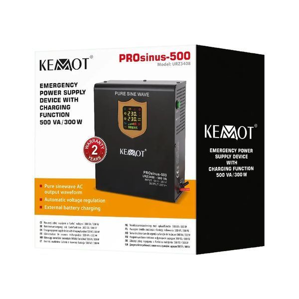 Перетворювач напруги ДБЖ KEMOT PROsinus 500 300/500W 12V URZ3408 3408 фото