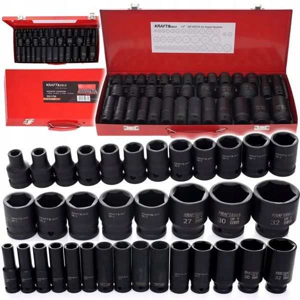 Набір ударних головок 1/2" (8-32 мм) короткі + подовжені Kraft&Dele KD11756 KD11756 фото